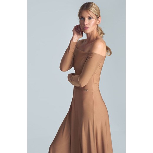 Sukienka długa M707, Kolor beżowy, Rozmiar L, Figl Figl XL Primodo