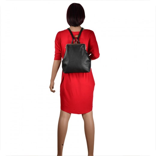 Torebko plecak skórzany czarny Genuine Leather uniwersalny melon.pl