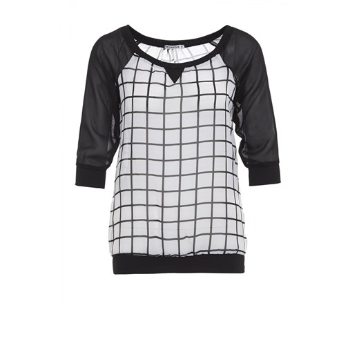 Checkered georgette T-shirt terranova bialy t-shirty