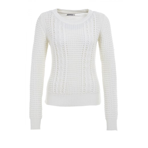 Plain cable-knit sweater terranova bialy sweter