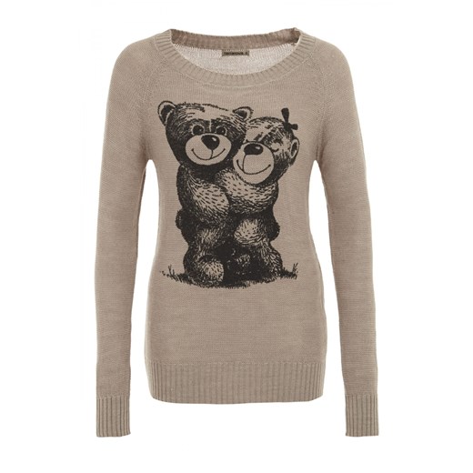 Sweater with bear print terranova szary nadruki
