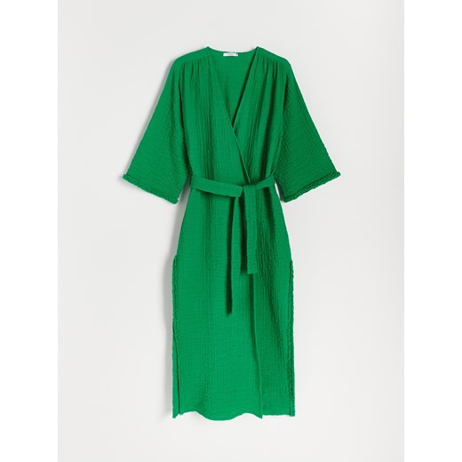 Reserved - PREMIUM Muślinowe kimono - Zielony Reserved S Reserved
