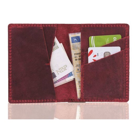 Skórzany cienki portfel slim wallet BRODRENE SW07 czerwony  Skorzana.com