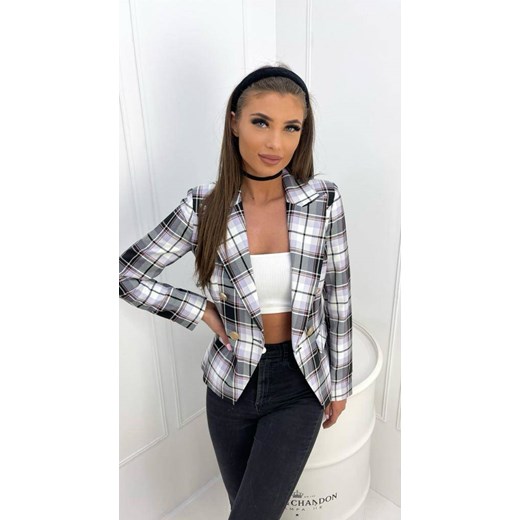 Taliowana dwurzędowa marynarka damska w kratę RITA L lafemmeboutique.pl