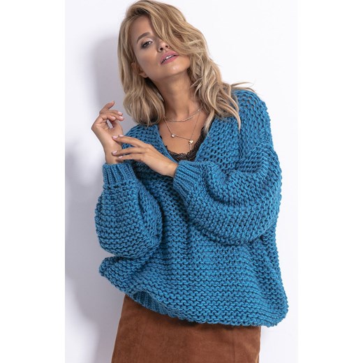 Sweter z wełną F774, Kolor niebieski, Rozmiar one size, Fobya Fobya one size Primodo