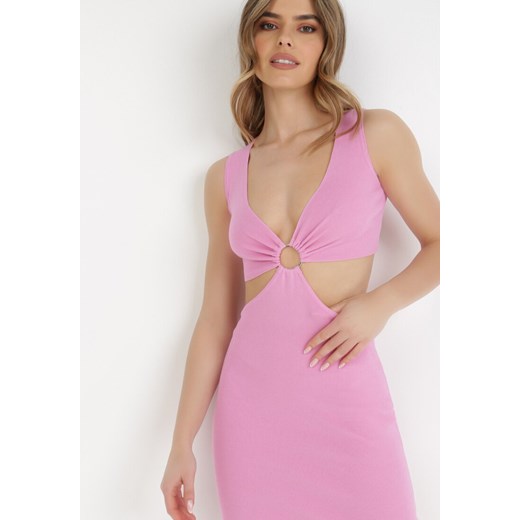 Sukienka Born2be elegancka z dekoltem w serek mini bez rękawów