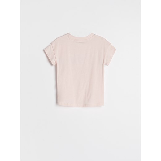 Reserved - Bawełniany t-shirt z aplikacją - Różowy Reserved 122 Reserved