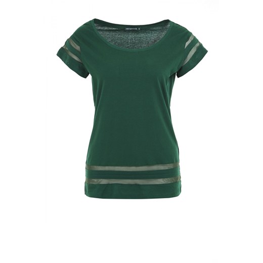 T-shirt with transparent inserts terranova zielony t-shirty