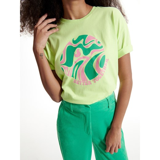 Reserved - T-shirt regular z kolorowym nadrukiem - Zielony Reserved L Reserved