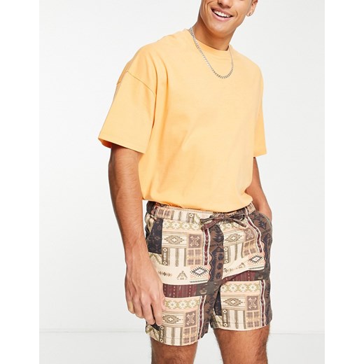 ASOS DESIGN – Szorty kąpielowe we wzór retro-Kolorowy 2XL Asos Poland