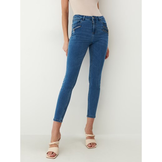 Mohito - Jeansy skinny z ozdobnymi zamkami Eco Aware - Niebieski Mohito 32 Mohito