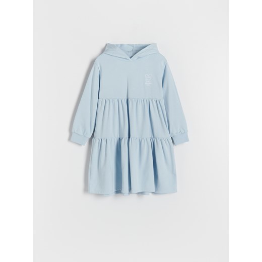 Reserved - Dzianinowa sukienka z haftem - Niebieski Reserved 158 Reserved