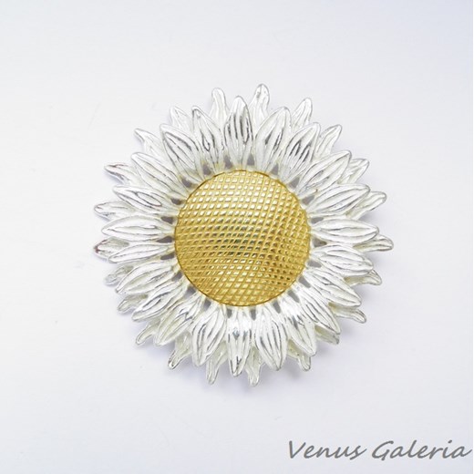 Wisior srebrny - Biały słonecznik duży venus-galeria zielony efektowne