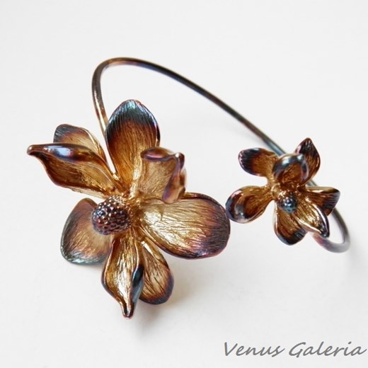 Bransoletka srebrna - Brązowe magnolie venus-galeria bialy Ekskluzywne