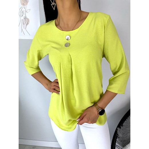 Limonkowa Bluzka z Ozdobnymi Guzikami Modnakiecka.pl 40 ModnaKiecka.pl