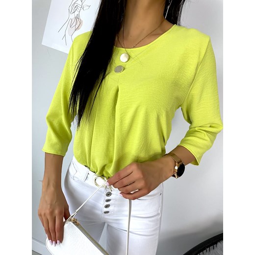 Limonkowa Bluzka z Ozdobnymi Guzikami Modnakiecka.pl 38 ModnaKiecka.pl