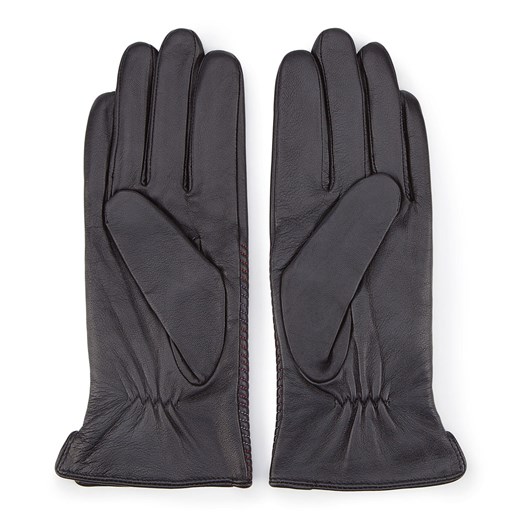 Damskie rękawiczki skórzane ze skośnymi przeszyciami czarne ze sklepu WITTCHEN w kategorii Rękawiczki damskie - zdjęcie 132449442
