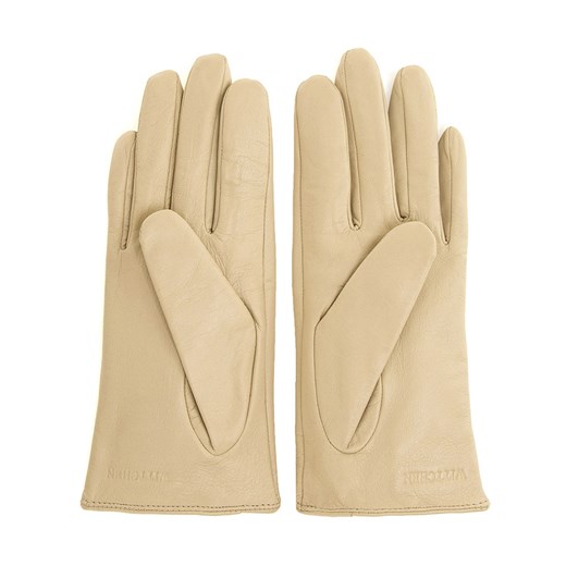 Damskie rękawiczki skórzane dziurkowane jasny beż ze sklepu WITTCHEN w kategorii Rękawiczki damskie - zdjęcie 132449464