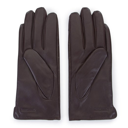 Damskie rękawiczki ze skóry croco brązowe ze sklepu WITTCHEN w kategorii Rękawiczki damskie - zdjęcie 132449680