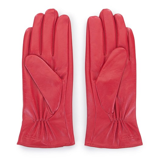 Damskie rękawiczki skórzane z guzikami czerwone ze sklepu WITTCHEN w kategorii Rękawiczki damskie - zdjęcie 132449682