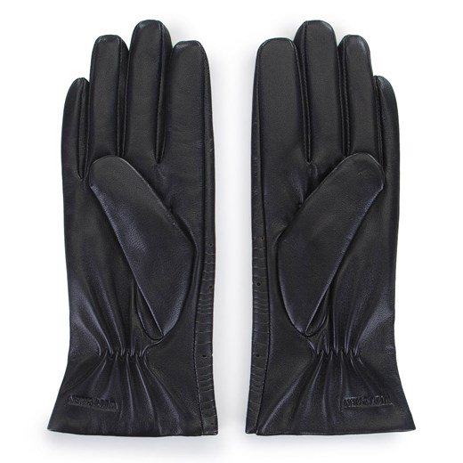 Damskie rękawiczki ze skóry w tłoczone paseczki czarne ze sklepu WITTCHEN w kategorii Rękawiczki damskie - zdjęcie 132449683
