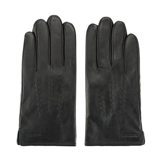Ocieplane czarne rękawiczki męskie ze skóry naturalnej czarne ze sklepu WITTCHEN w kategorii Rękawiczki męskie - zdjęcie 132449791