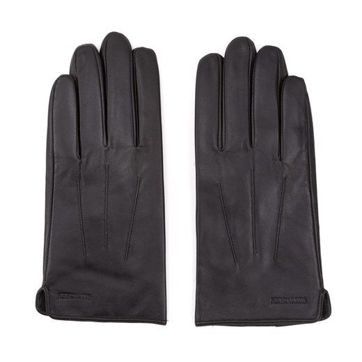 Ocieplane czarne rękawiczki męskie ze skóry naturalnej czarne ze sklepu WITTCHEN w kategorii Rękawiczki męskie - zdjęcie 132449794