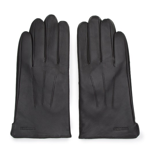 Męskie rękawiczki skórzane z przeszyciami czarne ze sklepu WITTCHEN w kategorii Rękawiczki męskie - zdjęcie 132449810