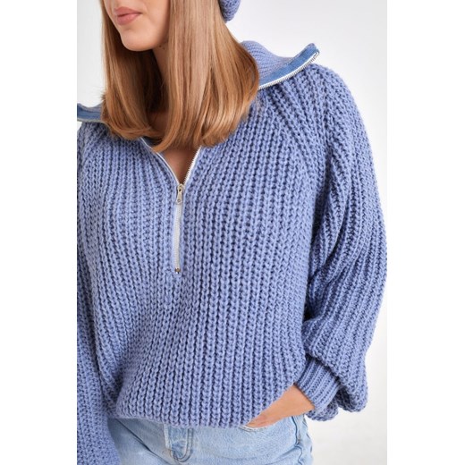 Sweter WARM na zamek - błękitny Chiara Wear L/XL Chiara Wear