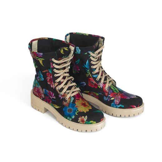 Botki workery - skóra naturalna - model 421 - kolor kolorowe kwiaty Zapato 39 zapato.com.pl