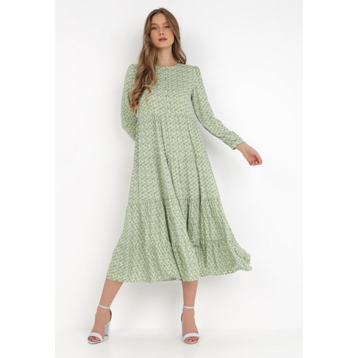 Zielona Sukienka Kharaera ze sklepu Born2be Odzież w kategorii Sukienki - zdjęcie 132559122