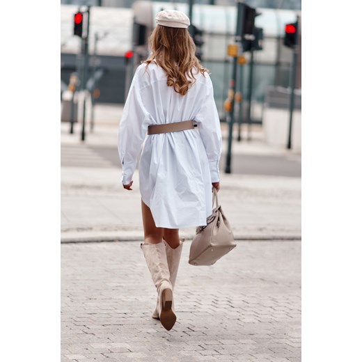 Asymetryczna koszula oversize biała 003200 UNIW fasardi.com