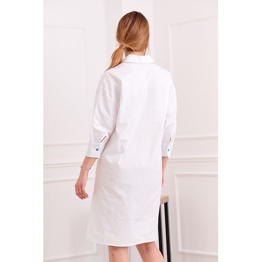 Asymetryczna długa koszula biała FG503 S promocyjna cena fasardi.com