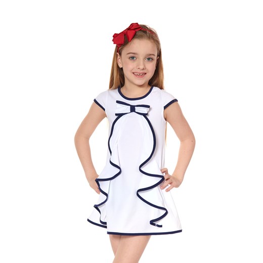 Sukienka dziewczęca z falbankami biała NDZ8113 104 fasardi.com okazyjna cena