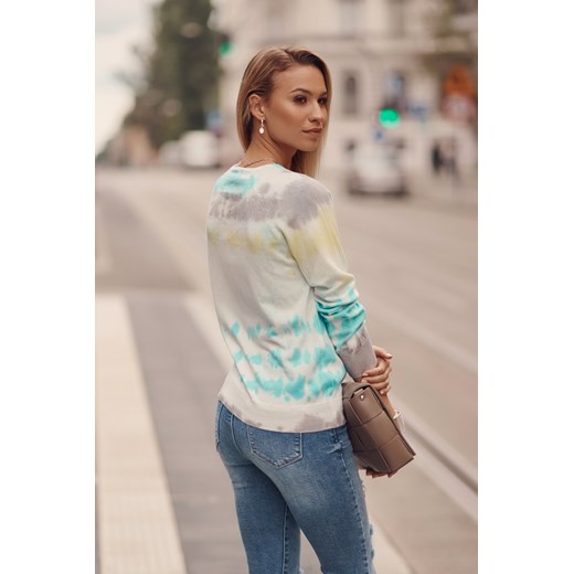Cienki sweter damski tie dye w niebieskie plamki 321900 UNIW wyprzedaż fasardi.com