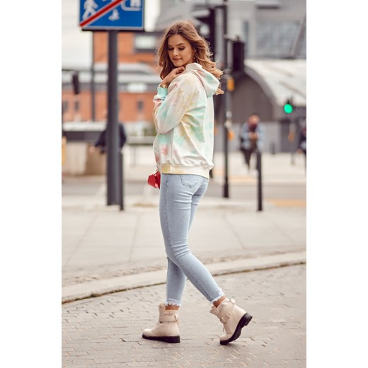 Kolorowa bluza z kapturem tie dye biała FI576 UNIW fasardi.com