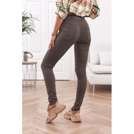 Khaki spodnie jeansowe z gumką w pasie 6327 XL fasardi.com