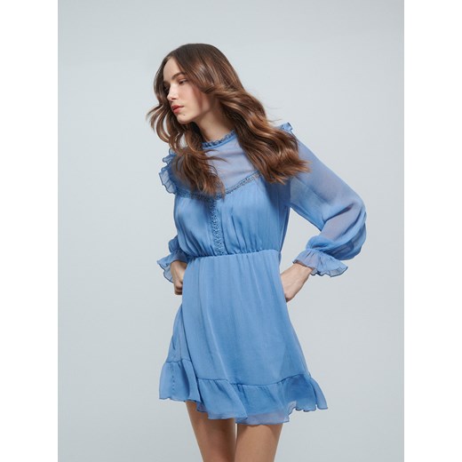 Reserved - Szyfonowa sukienka mini - Niebieski Reserved 42 Reserved
