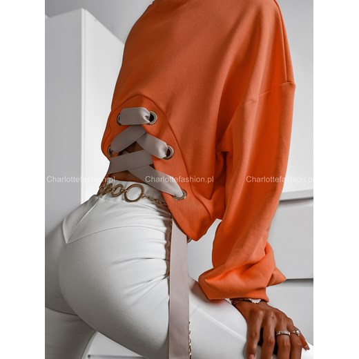 Bluza dresowa wiązana na plecach pomarańczowa CY425 La Manuel ONE SIZE Charlotte Fashion