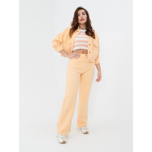 Sinsay - Jeansy wide leg high waist - Pomarańczowy Sinsay 34 Sinsay