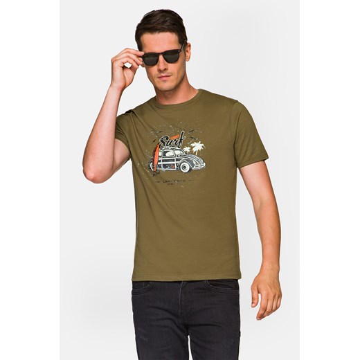 Koszulka Khaki Bawełniana Arlo ze sklepu Lancerto S.A. w kategorii T-shirty męskie - zdjęcie 132677661
