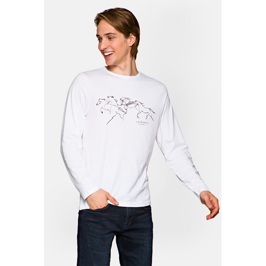 Koszulka z Długim Rękawem Biała Benjamin ze sklepu Lancerto S.A. w kategorii T-shirty męskie - zdjęcie 132677692