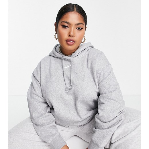 Nike Plus – Szara bluza oversize z kapturem z małym logo-Szary Nike 2XL Asos Poland