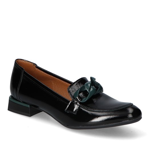 Mokasyny Gamis 5301/A128+Zielony Czarne Lakier ze sklepu Arturo-obuwie w kategorii Mokasyny damskie - zdjęcie 132756772