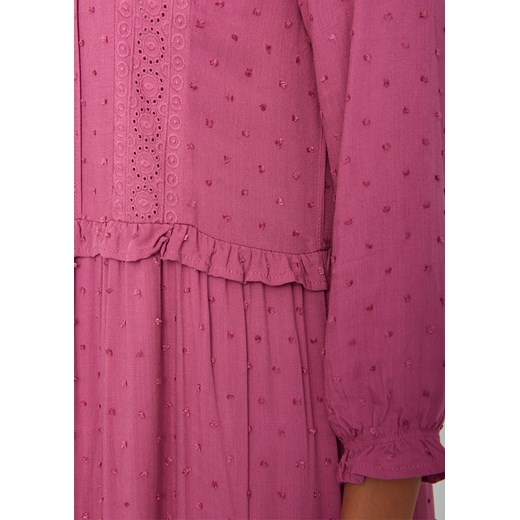 Sukienka z ozdobnymi koronkowymi wstawkami różowa Greenpoint 40 Happy Face