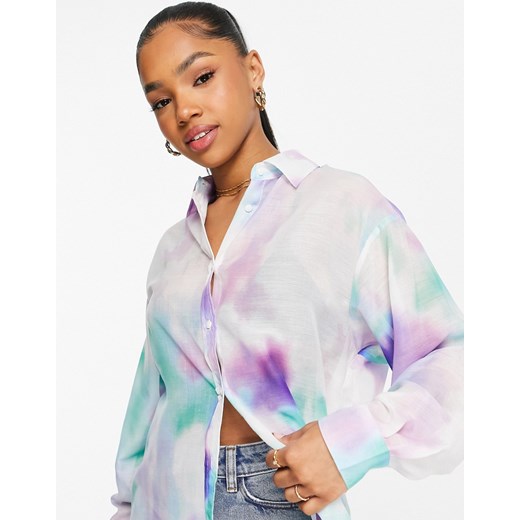 Stradivarius – Koszula we wzór z efektem tie dye-Kolorowy S Asos Poland