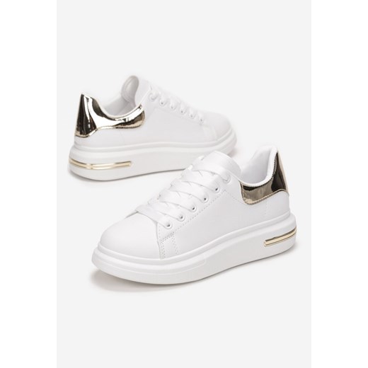 Biało-Złote Sneakersy Alcamia 39 born2be.pl