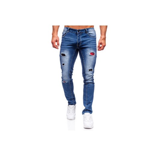 Niebieskie spodnie jeansowe męskie regular fit Denley MP0050B 30/S wyprzedaż Denley
