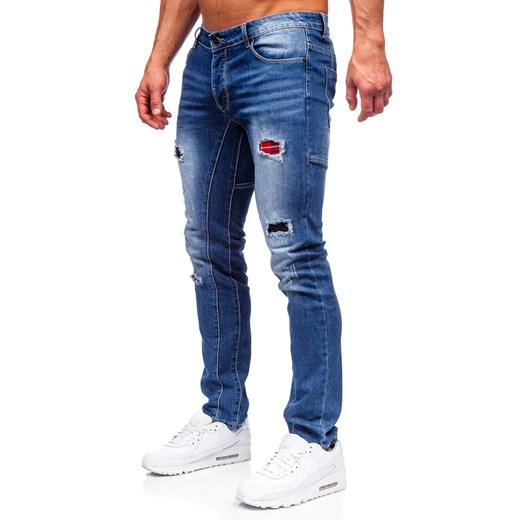 Niebieskie spodnie jeansowe męskie regular fit Denley MP0050B 36/XL promocyjna cena Denley