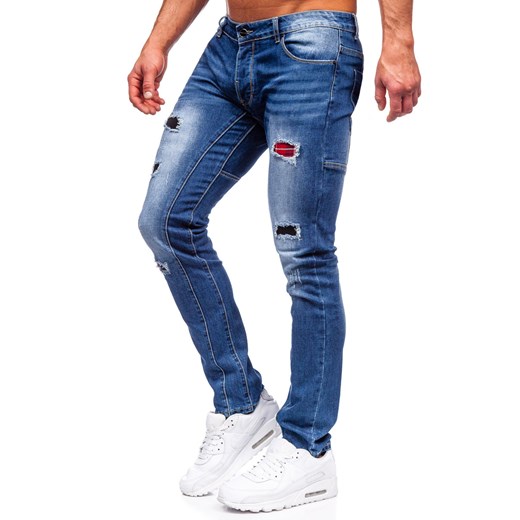 Niebieskie spodnie jeansowe męskie regular fit Denley MP0050B 32/M promocyjna cena Denley